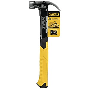 DeWalt 16 oz Smooth Face Curve Claw Hammer 11.75 in. Steel Handle $16.99