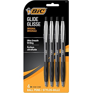[S&S] 4-Count BIC Glide Black Retractable Ballpoint Pens, 1.0mm Medium Point $2.82 + Free S&H w/ Prime or $35+