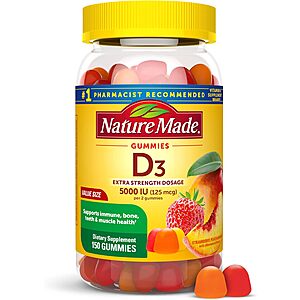 [S&S] Nature Made Vitamin D3 5000 IU per Serving, 150 Vitamin D Gummies $9.12