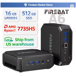 Firebat A6 Mini PC AMD R7 7735HS 8-core 16-thread 16GB LPDDR5 RAM 512GB SSD WiFi 6 BT5.2 Mini PC $303.64 after savings and coupon