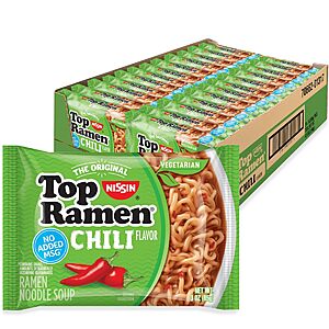 Nissin Top Ramen Noodle Soup, Chili, 3 Ounce (Pack of 24) $6.84 (or less) plus shipping or free with Prime $5.81