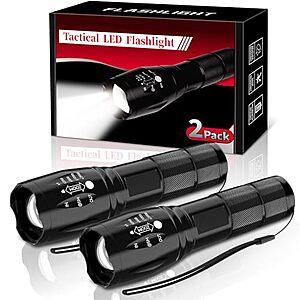 BESTSUN LED Flashlight 2 Pack, Small Flashlights Powerful High Lumens 5 Modes, Waterproof Zoomable Mini Tactical Flash Light for Home Emergencies Camping