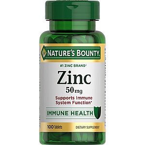 Nature's Bounty, Zinc 50mg, Immune System Skin and Antioxidant Health Support, 100 Count