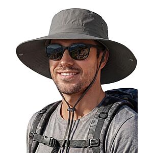 Sun Hats for Men Fishing Hat Outdoor Hiking Beach Summer Hats (Dark Gray)