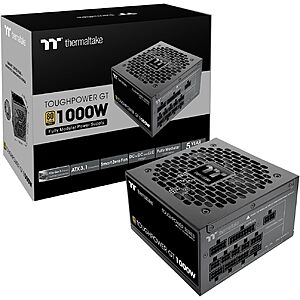 $99.99* | Thermaltake Toughpower GT 1000W ATX 3.1 Native PCIe 5.1 12V-2x6 Full Modular PSU at Amazon