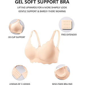 COCOMARTS Jelly Bras for Women No Underwire Wireless Push Up Bra Nude,M $9.99
