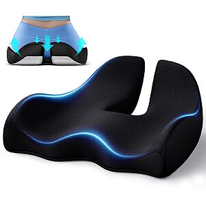 Memory Foam Seat Cushion Relieves Sciatica &amp;amp; Tailbone Pain $14.39 w/ code