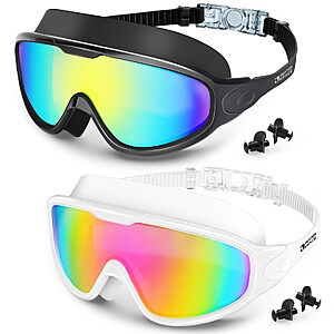 2 Pack Anti-Fog Swim Goggles, 180&deg; Panoramic Wide View $4.99 w/ code