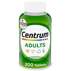 Centrum Adult Multivitamin/Multimineral Supplement with Antioxidants, Zinc, Vitamin D3 and B Vitamins, Gluten Free, Non-GMO Ingredients - 200 Count $4.67