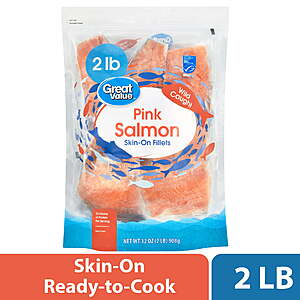 2lb Great Value Frozen Wild Caught Pink Salmon Skin-on Fillets $10.83