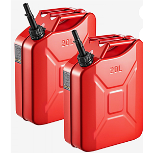 VEVOR Metal Fuel Container, 5.3 Gallon, 2X Jerry Can, Leakproof & Corrosion-resistant Metal $43.91