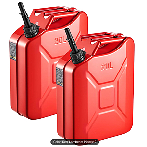 Newly Upgraded Oil-Tight！VEVOR Metal Fuel Container, 5.3 Gallon, Fuel Jerry Can with Spout and Comfort Handle $48.36