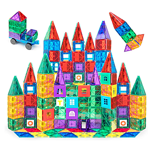 Playmags Magnetic Tiles for Kids 100-Piece Set, STEM Educational Building Blocks Toys for Kids, Includes Click-in ABC Learning Tiles $25.99