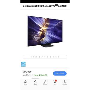 Shop Samsung App + EPP - 77" Samsung OLED S90F 4K Smart TV $1440 + Free S&H