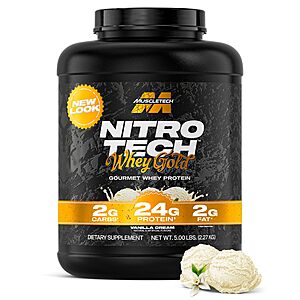MuscleTech Nitro-Tech Whey Gold Isolate Protein Powder (Vanilla Cream, 5 Lbs)