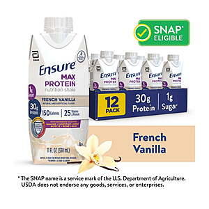 Ensure Max Protein Shake, 30g Protein, Milk Chocolate, 11 fl oz, 12 Pack x 2 & More~$55.94 W/$27.97 Walmart Cash @ Walmart~Free Store Pickup Or Delivery With Walmart+~Must Buy 2!
