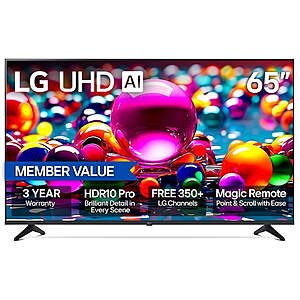 LG 65" Class UA7700 Series 4K UHD Smart TV $250 YMMV at Sam's Club