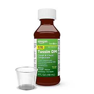Amazon Basic Care Tussin DM, Cough Plus Chest Congestion Syrup, Non-Drowsy Expectorant, 4 fl oz $1.6