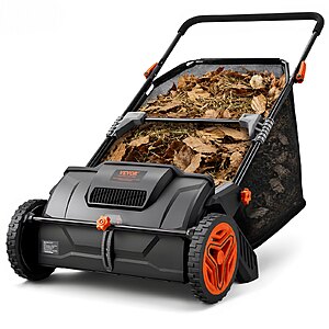 VEVOR Push Lawn Sweeper, 21inch Leaf &amp; Grass Collector $65.52