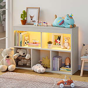 Pinmoco 5-Cube Reversible Kids' Toy Storage Organizer Bookcase w/ LED (Gray) $52.99 + Free Shipping