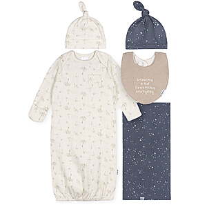 5-Piece Gerber Baby Gift Set w/ Gown, Caps, Bib, & Swaddle Blanket (0-6 Months, Various) $6.99 + Free S&H w/ Walmart+ or on $35+