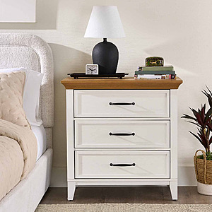 Better Homes & Gardens Canton 3-Drawer Nightstand (Textured White & Light Honey) $98 + Free Shipping
