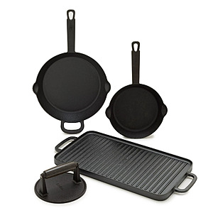 4-Piece Bobby Flay by GreenPan Pre-Seasoned Cast Iron Skillet Cookware Set (Black) $50 + Free Shipping