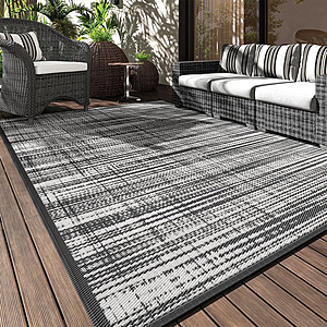5' x 8' VUNATE Waterproof Reversible Indoor/Outdoor Rug (Modern Abstract, Gray and White) $21.97 + Free S&H w/ Walmart+ or on $35+