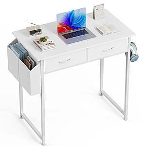 32" edx Computer Desk w/ Drawers, Iron Hook & Storage Bag (White) $32.99 + Free Shipping w/ Walmart+ or on $35+