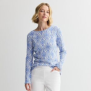 Croft & Barrow Women's Essential Long-Sleeve Crewneck Tee (Various) $4.14 + Free Store P/U at Kohl's or F/S on Orders $49+