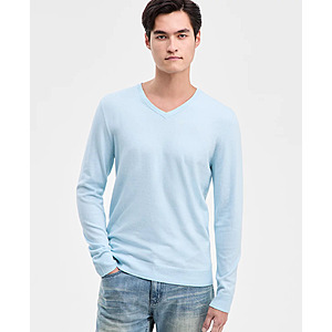 Men's Sweaters (Various): Alfani V-Neck Cotton Sweater $8.96 & More + Free P/U at Macys or F/S on $39+