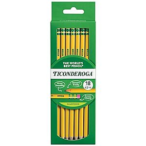 108-Count Ticonderoga Pre-Sharpened #2 HB Wood-Cased Pencils (6 Boxes of 18) $18.73 + Free Shipping w/ Prime or on $35+