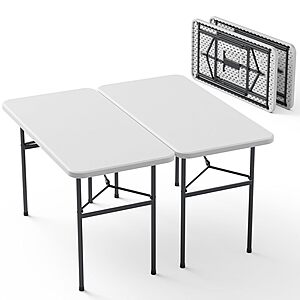 2-Pack 4' Make Changes Plastic Folding Table w/ Steel Legs (White) $55.99 ($28 each) + Free Shipping