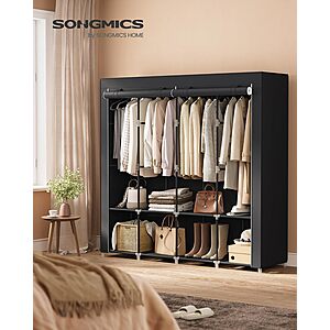 66.9" SONGMICS Portable Wardrobe Closet Organizer w/ Cover, 4 Hanging Rods, Shelves & Side Pockets (Ink Black) $33.99 + Free Shipping w/ Prime or on $35+