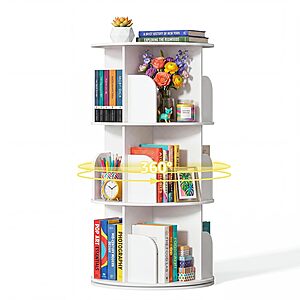 18.11" DUMOS 3-Tier 360&deg; Rotating Bookshelf Tower $49.96 + Free Shipping