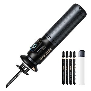 Fanttik R11 Pro Brushless Cordless Mini Reciprocating Saw, 0–2200 SPM Variable Speed, Type-C Fast Charging, Tool-Free Blade Change, 5-Blade Kit for Wood & PVC