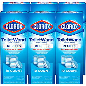 (6 pack) Clorox ToiletWand Disinfecting Brush Refills, Toilet Bowl Cleaner Disposable Wand Heads, 10 Count $21.73