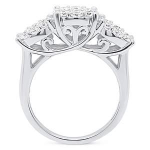 Forever Grown Diamonds Lab-Grown Diamond Three Stone Ring (2 ct. t.w.) in Sterling Silver or 14K Gold-Plated Sterling Silver - Sterling Silver $249