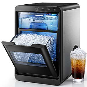Simzlife Nugget Ice Maker Countertop, 44lbs per Day Soft Chewable Pebble Nugget Ice Machine Black $189.98