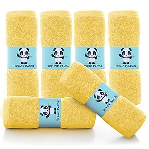 HIPHOP PANDA Baby Washcloths, Rayon Made from Bamboo - 2 Layer Ultra Soft Absorbent Newborn Bath Face Towel - Reusable Baby Wipes for Delicate Skin - Yellow, 6 Pack $5.99