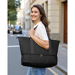 HOTOR Travel Duffel Bag - Weekender Bags for Women Black, 13.4"&times;17.3"&times;7.9" $14.98