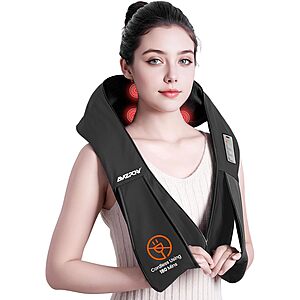 AMZPONY&reg; Cordless Neck Massager for Pain Relief Deep Tissue, Rechargeable Shiatsu Neck and Back Massager with Heat Kneading Shoulder Massage $19.49