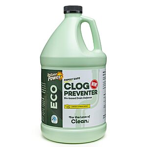 Instant Power Eco Clog Preventer - Enzyme Drain Cleaner Liquid and Deodorizer for Sink, Shower, Toilet, Garbage Disposal Cleaner 1 Gallon $9.48 @Amazon