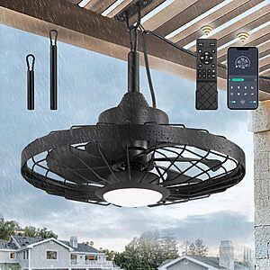 LEDIARY 20" Outdoor IP65 Waterproof Plug in Ceiling Fan with Lights $79.99