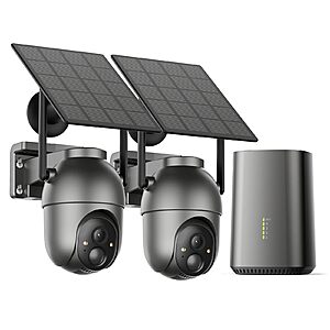 SEHMUA- 4MP Security Cameras Wireless Outdoor Home System, 2-Cam Kit, No Subscription & Solar Powered, Local Storage $74.99