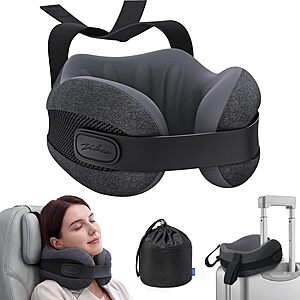 Zikee Travel Pillow, Dual-Layer BASF Memory Foam for Comfort Sleep Support $15.39