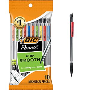 [S&S] BIC Mechanical Pencils 0.7mm #2 EXTRA SMOOTH with Various Color Barrels pack of 10 $2.60