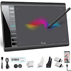 UGEE Drawing Tablet Graphics, M708 V2 Upgrade PC&Computer&Android Device,10x6 Inch Ultra Thin Large Graphic for PC, Pad with 8 Hot Keys $31.99