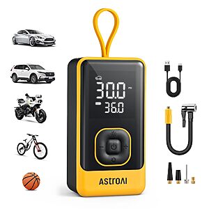 AstroAI L7 Air Tire Inflator Portable Air Compressor, 150PSI Car Bike Pump $15.39