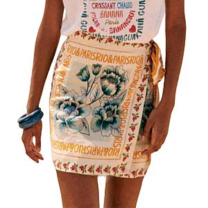 Talakeno Womens Summer Floral Wrap Short Skirt Tie Side High Waist A Line Beach Vacation Boho Mini Skirt(Multicolor,M) $6.99
